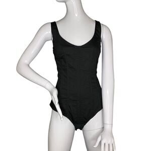 Zara Women Structured Scoop Neck Bodysuit Black Sleeveless Size M